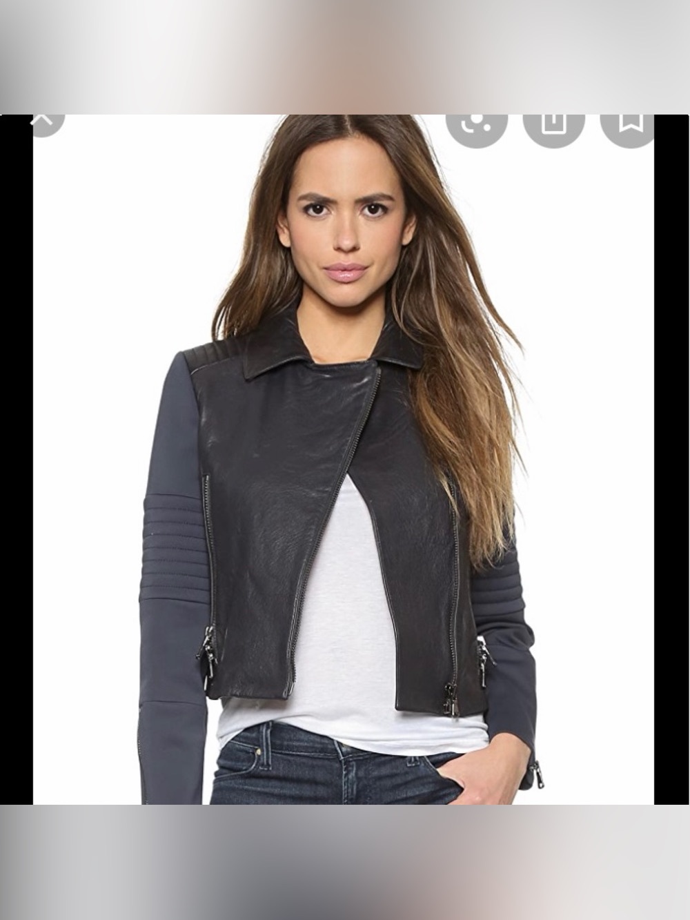 J brand Panelled Women's Navy Leather Moto Jacket